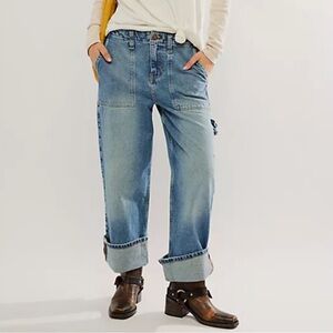 Free People We The Free Major Leagues Mid-Rise Cuffed Jeans